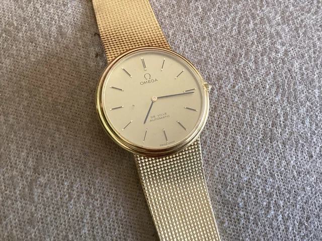 Montre Omega automatique DE Ville 100 % authentique, fabriquée en Suisse, en or jaune massif 18 carats (750)