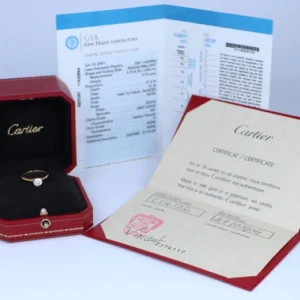 Bague de fiançailles Cartier 1895 en or jaune 18 carats, 0,72 ct, diamant rond D VS1