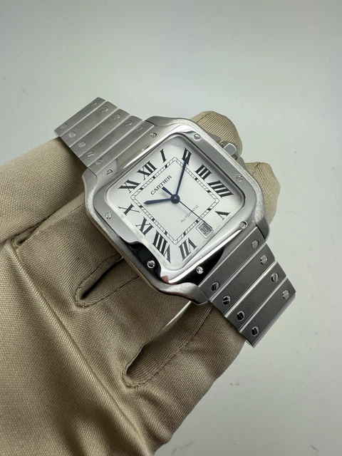 Montre automatique Cartier Santos 2018, cadran blanc, 39,8 mm, acier, WSSA0009 B+P – Image 13