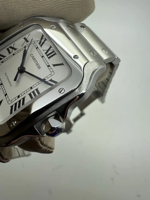 Montre automatique Cartier Santos 2018, cadran blanc, 39,8 mm, acier, WSSA0009 B+P – Image 8