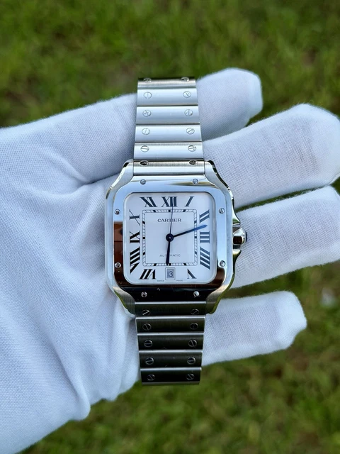 Montre Cartier Santos De Cartier 2022, grand modèle, cadran blanc, bracelet en acier, 39,8 mm (WSSA0018) – Image 10