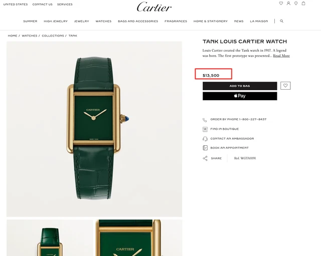 Montre Cartier Tank Louis Cartier verte 2023, grand modèle, boîtier en or 18 carats de 33,7 mm – Image 3