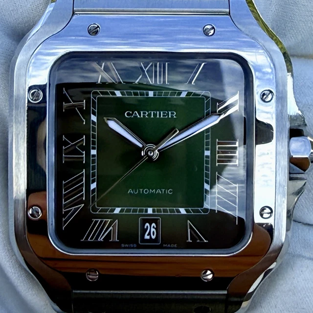 Montre Cartier Santos Grand Cadran Vert WSSA0062, 2024, Très bon état - Boîte et Papiers – Image 4