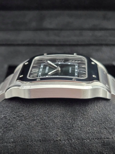 Montre Cartier Santos 2025, grand cadran vert, WSSA0062, bracelet acier/cuir, coffret complet – Image 14