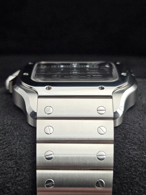 Montre Cartier Santos 2025, grand cadran vert, WSSA0062, bracelet acier/cuir, coffret complet – Image 12