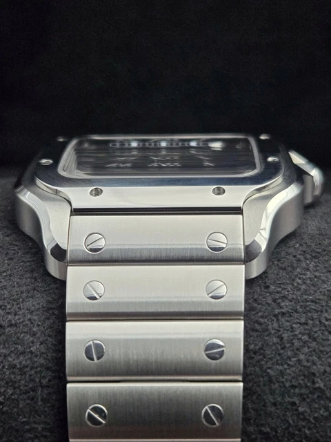 Montre Cartier Santos 2025, grand cadran vert, WSSA0062, bracelet acier/cuir, coffret complet – Image 11