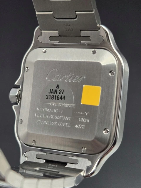 Montre Cartier Santos 2025, grand cadran vert, WSSA0062, bracelet acier/cuir, coffret complet – Image 6