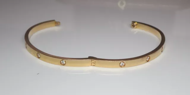 Bracelet Love Cartier en or rose 18 carats, 10 diamants, taille 17, petit modèle, 4 mm, boîte, Coa – Image 7