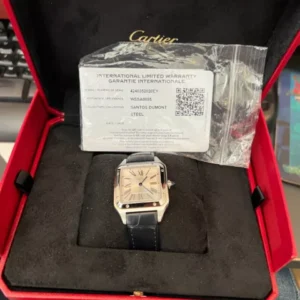 Montre Cartier Santos 31,5 mm WSSA0085 Dumont en acier inoxydable d'occasion