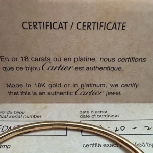 Bracelet Cartier Juste un Clou, modèle classique en or 18 carats, taille 20 ; avec certificat