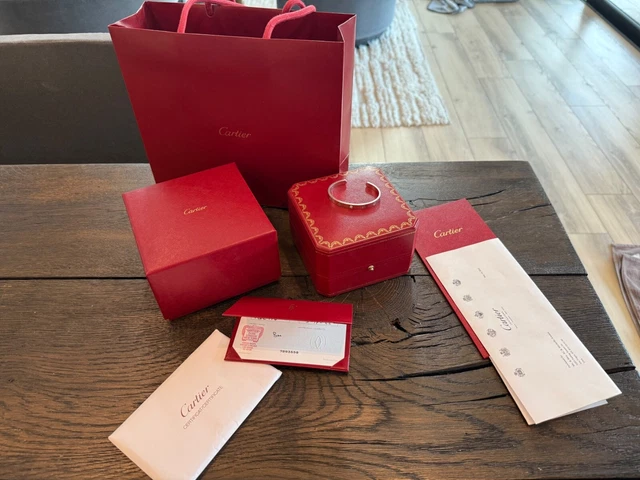 Manchette Cartier Love, or blanc 18 carats avec diamant, taille 17 – Image 9