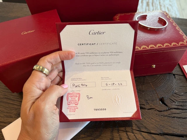 Manchette Cartier Love, or blanc 18 carats avec diamant, taille 17 – Image 8