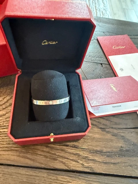 Manchette Cartier Love, or blanc 18 carats avec diamant, taille 17 – Image 7