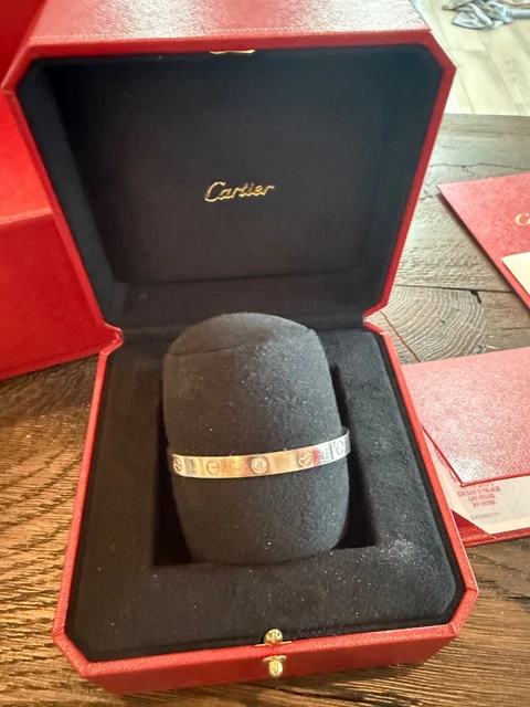 Manchette Cartier Love, or blanc 18 carats avec diamant, taille 17 – Image 6