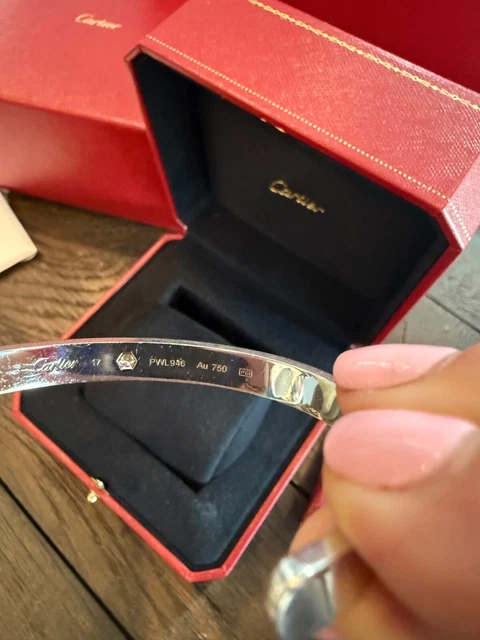 Manchette Cartier Love, or blanc 18 carats avec diamant, taille 17 – Image 5