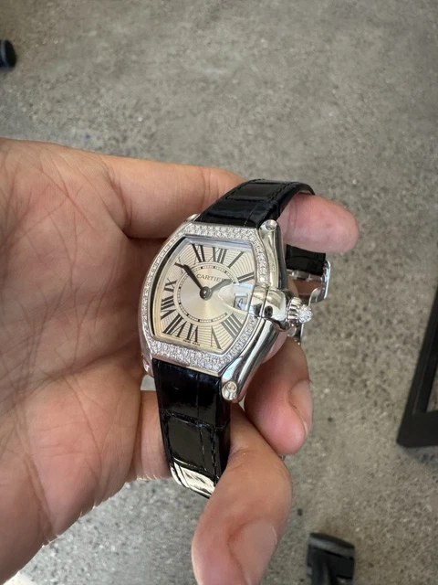 Cartier Roadster 2723 WE5002X2 18K WG Diamond Quartz 30mm Box Papers