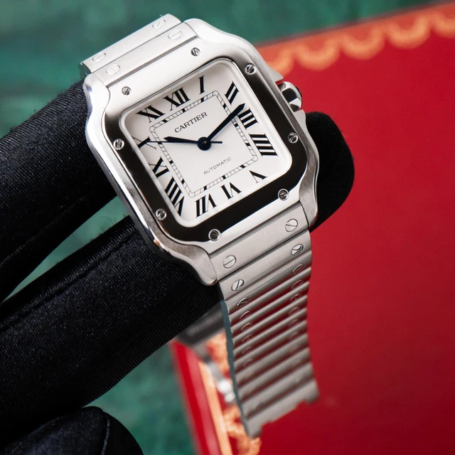 Montre Cartier Santos Medium Blanche 2021 Romaine 35 mm Acier Inoxydable Automatique WSSA0029 – Image 14
