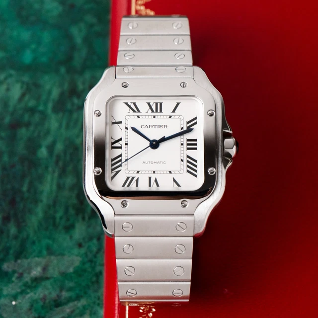 Montre Cartier Santos Medium Blanche 2021 Romaine 35 mm Acier Inoxydable Automatique WSSA0029 – Image 12