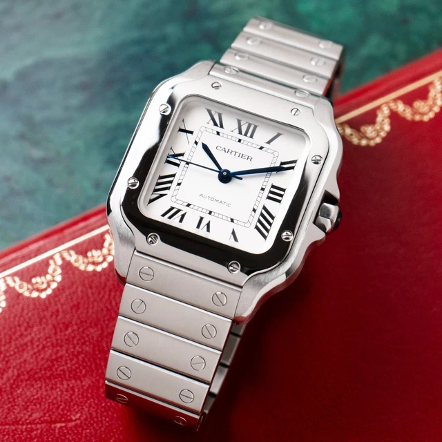 Montre Cartier Santos Medium Blanche 2021 Romaine 35 mm Acier Inoxydable Automatique WSSA0029 – Image 10