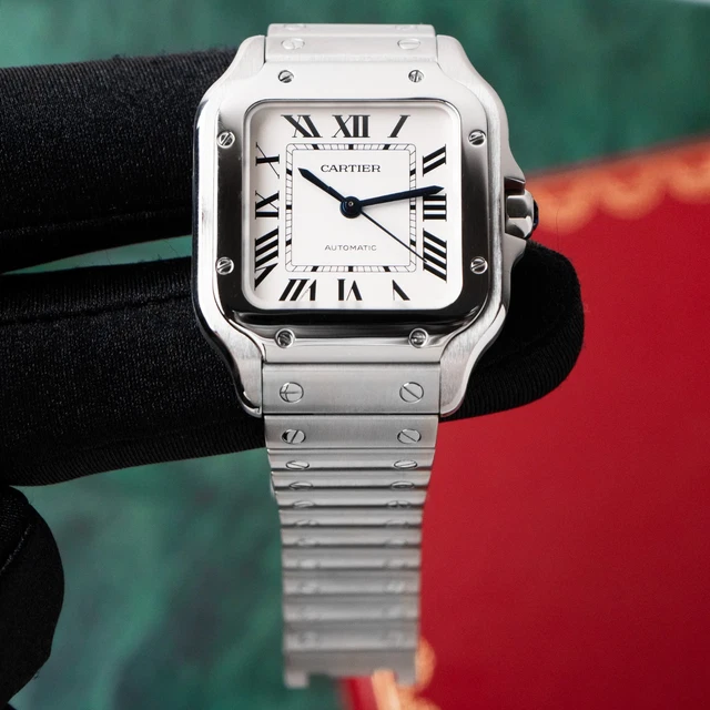 Montre Cartier Santos Medium Blanche 2021 Romaine 35 mm Acier Inoxydable Automatique WSSA0029 – Image 9