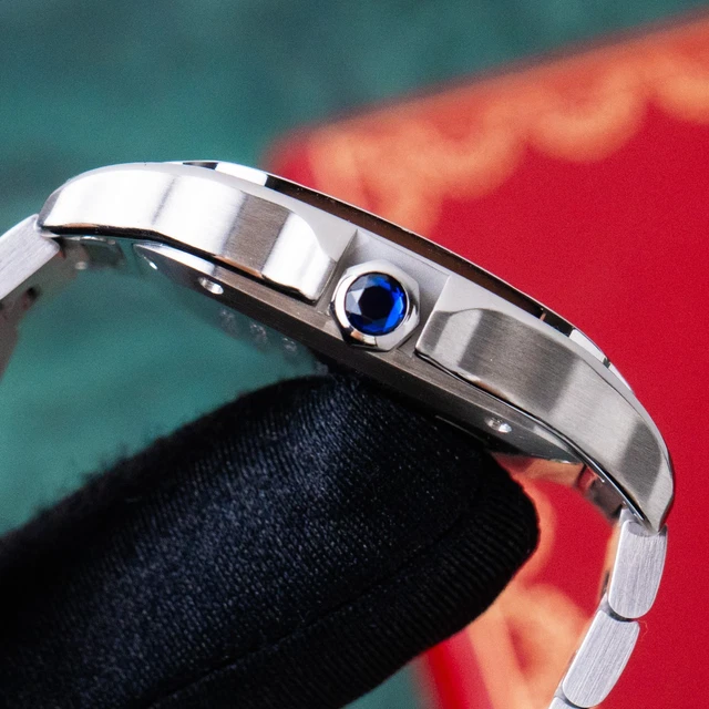 Montre Cartier Santos Medium Blanche 2021 Romaine 35 mm Acier Inoxydable Automatique WSSA0029 – Image 8