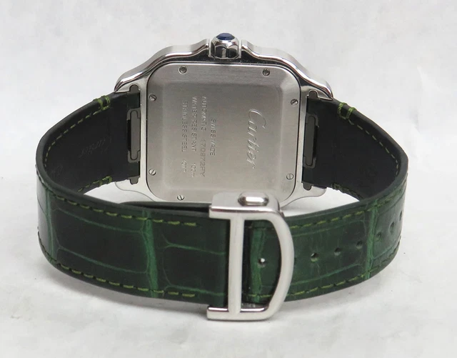 Montre Cartier Santos Wssa0062 Grand Modèle Cadran Vert SS Coffret Carte de Garantie – Image 10