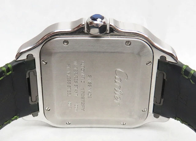 Montre Cartier Santos Wssa0062 Grand Modèle Cadran Vert SS Coffret Carte de Garantie – Image 9