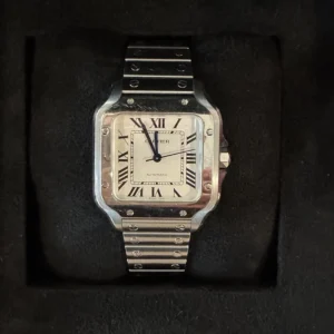 Montre Cartier Santos de Cartier Medium en acier inoxydable WSSA0029, coffret et papiers