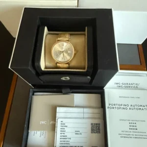 Montre IWC Portofino en or rose 18 carats avec diamants, 37 mm, réf. IW458107.