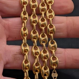 Italie 18K 750 Chaîne à maillons marins en or massif avec motif ancre, poids lourd 29,8 grammes