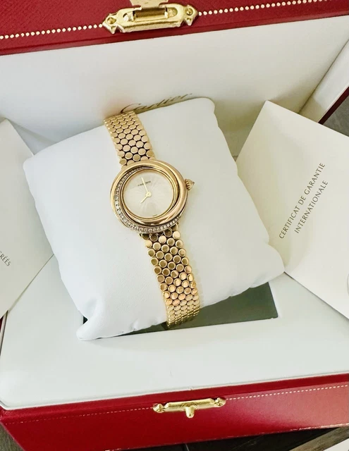Montre Cartier Trinity pour femme, or jaune 18 carats et diamants ~ Boîte et papiers – Image 13