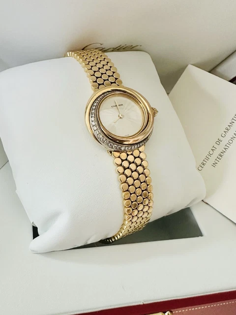 Montre Cartier Trinity pour femme, or jaune 18 carats et diamants ~ Boîte et papiers – Image 3