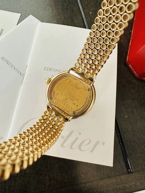 Montre Cartier Trinity pour femme, or jaune 18 carats et diamants ~ Boîte et papiers – Image 8