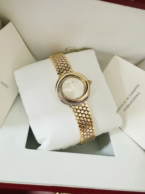 Montre Cartier Trinity pour femme, or jaune 18 carats et diamants ~ Boîte et papiers – Image 7
