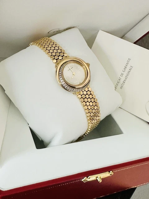 Montre Cartier Trinity pour femme, or jaune 18 carats et diamants ~ Boîte et papiers – Image 5
