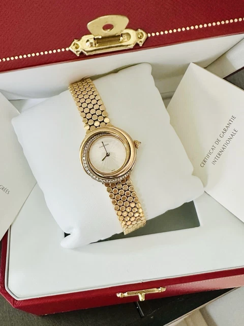 Montre Cartier Trinity pour femme, or jaune 18 carats et diamants ~ Boîte et papiers – Image 14