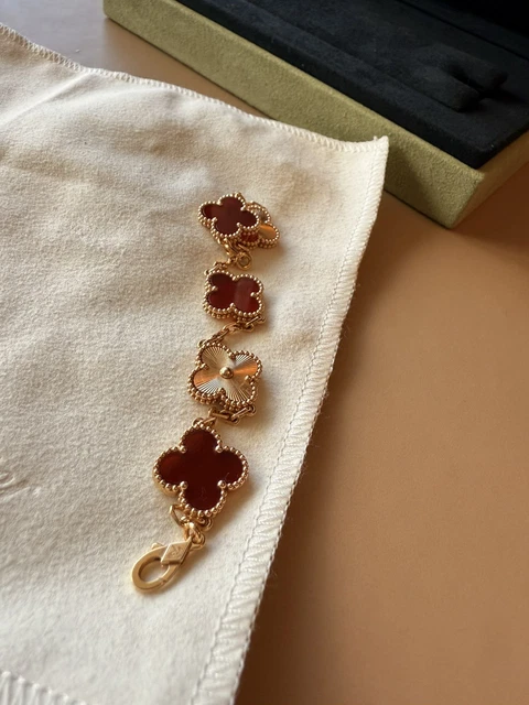 Van Cleef & Arpels Alhambra Bracelet cornaline en or rose 18 carats avec boîte et certificat – Image 8