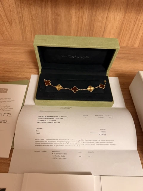 Van Cleef & Arpels Alhambra Bracelet cornaline en or rose 18 carats avec boîte et certificat – Image 13