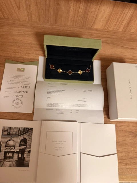 Van Cleef & Arpels Alhambra Bracelet cornaline en or rose 18 carats avec boîte et certificat – Image 9