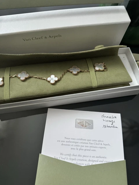 Bracelet Van Cleef & Arpels en nacre vintage Alhambra 5 motifs 19 cm – Image 7