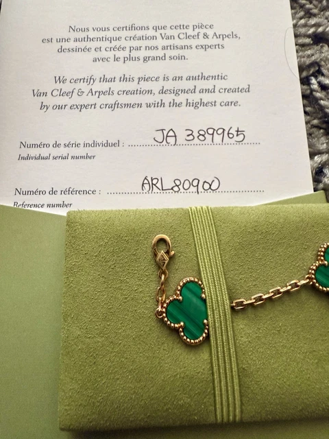 Van Cleef & Arpels Vintage Alhambra Bracelet, 5 motifs 18k YG - Malachite – Image 7