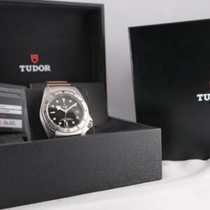 Montre TUDOR Black Bay P01 boîtier en acier 42 mm, bracelet en cuir brun